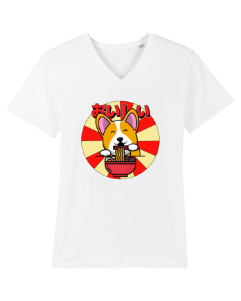 Kawaii Corgi Eating Ramen White