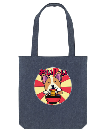 Kawaii Corgi Eating Ramen Midnight Blue