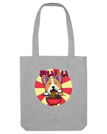 Kawaii Corgi Eating Ramen Heather Grey