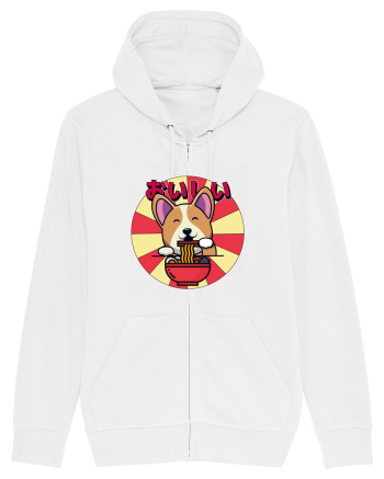 Kawaii Corgi Eating Ramen White