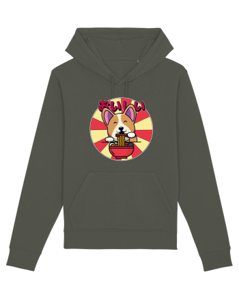 Kawaii Corgi Eating Ramen Khaki
