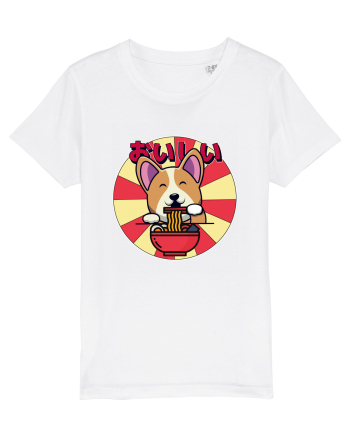 Kawaii Corgi Eating Ramen White