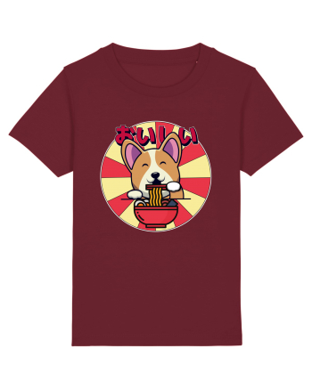 Kawaii Corgi Eating Ramen Burgundy