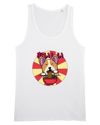 Kawaii Corgi Eating Ramen White