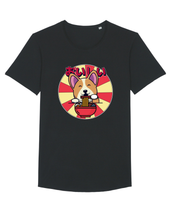 Kawaii Corgi Eating Ramen Black