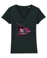 Motorcycle ride 5 Tricou mânecă scurtă guler V Damă Evoker