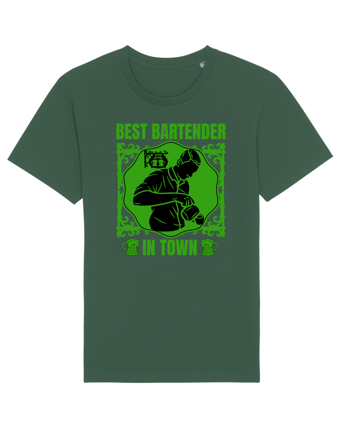 Tricou mânecă scurtă Unisex Rocker Bottle Green