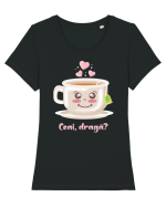 Ceai, dragă? Tricou mânecă scurtă guler larg fitted Damă Expresser