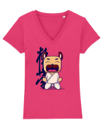 Karate Dog Tricou mânecă scurtă guler V Damă Evoker