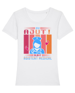 Asistent medical Tricou mânecă scurtă guler larg fitted Damă Expresser