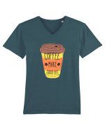 Coffee Make Good Life  Tricou mânecă scurtă guler V Bărbat Presenter