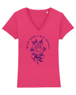 Wild Rose Tricou mânecă scurtă guler V Damă Evoker
