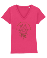 Wild Rose Tricou mânecă scurtă guler V Damă Evoker