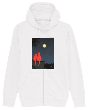 Cats Watching Moon White