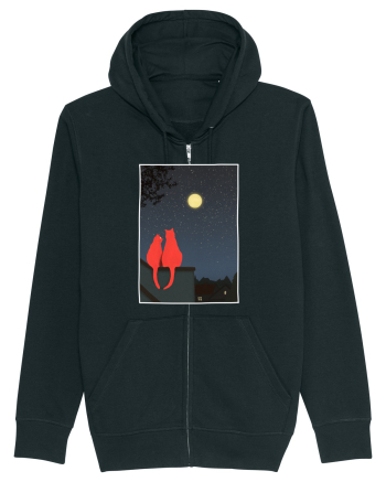 Cats Watching Moon Black