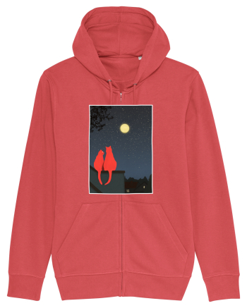 Cats Watching Moon Carmine Red