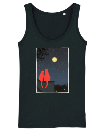 Cats Watching Moon Black