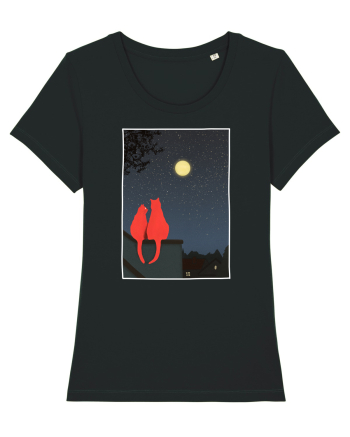 Cats Watching Moon Black
