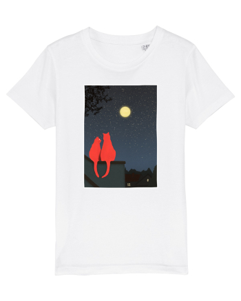 Cats Watching Moon White