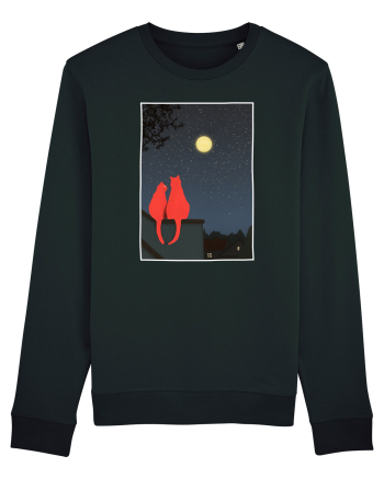 Cats Watching Moon Black