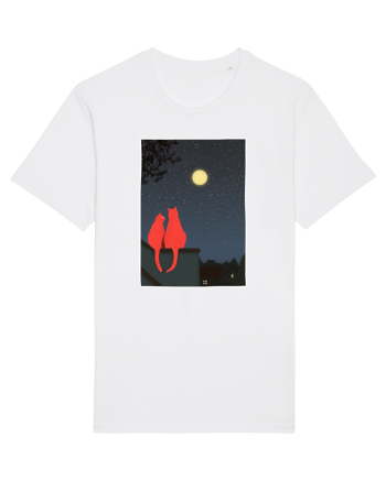 Cats Watching Moon White