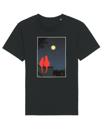Cats Watching Moon Black