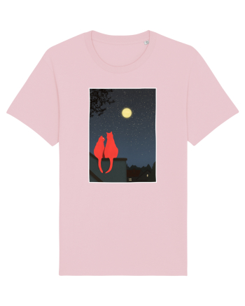 Cats Watching Moon Cotton Pink