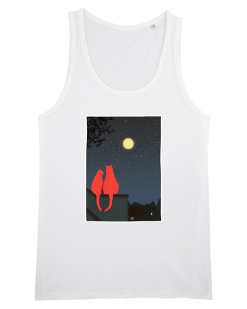 Cats Watching Moon White