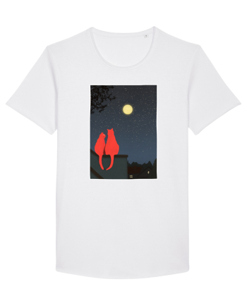 Cats Watching Moon White