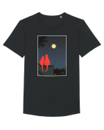 Cats Watching Moon Tricou mânecă scurtă guler larg Bărbat Skater