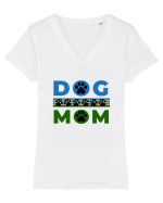 Dog Mom Tricou mânecă scurtă guler V Damă Evoker