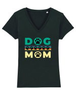 Dog Mom Tricou mânecă scurtă guler V Damă Evoker