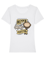 Coffee Meets Perfection Tricou mânecă scurtă guler larg fitted Damă Expresser