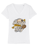 Energy to Face the Day Tricou mânecă scurtă guler V Damă Evoker