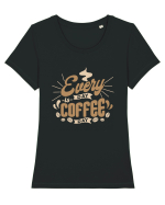 Everyday is Coffee Day Tricou mânecă scurtă guler larg fitted Damă Expresser