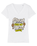 Start Your Day with Coffee Tricou mânecă scurtă guler V Damă Evoker