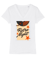 Retro Night Tricou mânecă scurtă guler V Damă Evoker
