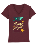 Retro Night Tricou mânecă scurtă guler V Damă Evoker