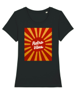 Retro Vibe Tricou mânecă scurtă guler larg fitted Damă Expresser