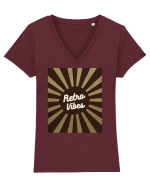 Retro Vibe Tricou mânecă scurtă guler V Damă Evoker