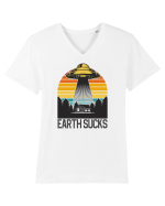 Earth Sucks Take Me With You Funny Alien Abduction Tricou mânecă scurtă guler V Bărbat Presenter