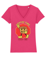 Coffee Time Every Time Tricou mânecă scurtă guler V Damă Evoker