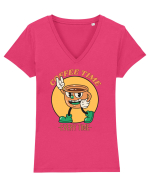 Coffee Time Every Time Tricou mânecă scurtă guler V Damă Evoker