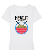 Heat it Eat it Tricou mânecă scurtă guler larg fitted Damă Expresser