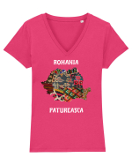 România Păturească Tricou mânecă scurtă guler V Damă Evoker