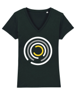 Abstract Circle Tricou mânecă scurtă guler V Damă Evoker