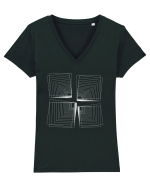 Abstract Cube Net Tricou mânecă scurtă guler V Damă Evoker