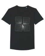 Abstract Cube Net Tricou mânecă scurtă guler larg Bărbat Skater