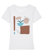 Abstract Garden Tricou mânecă scurtă guler larg fitted Damă Expresser