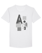 Abstract Letters Tricou mânecă scurtă guler larg Bărbat Skater